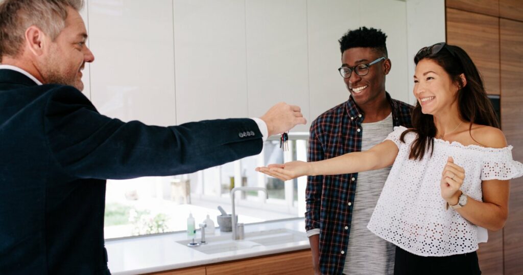 Happy couple buying Raleigh home